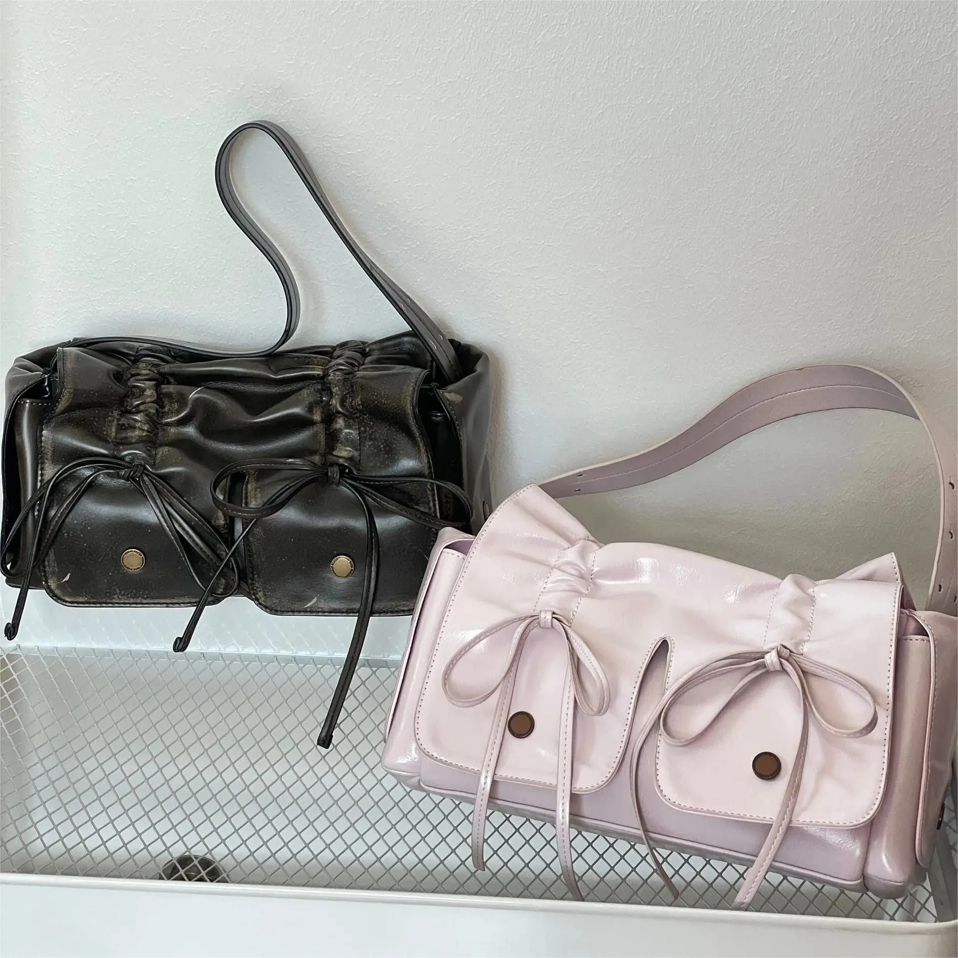 Colorful Ribbon Shoulder Crossbody Leather Bag