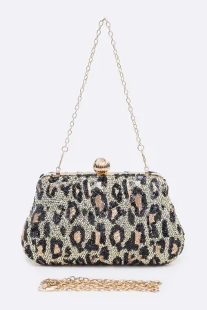 Leopard Print Sequins Convertible Box Clutch (3 colors)